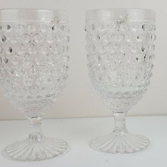 Goblets Glasses Home Hobnail Embossed Set of 2 Knobby Design Clear Cups - Picture 7 of 7
